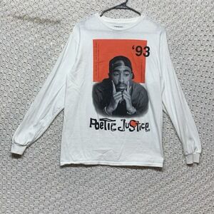Tupac Shakur T-shirt Mens Sz S Poetic Justice 1993 Long sleeve White Graphic Tee